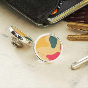Colorful organic shapes modern abstract background lapel pin