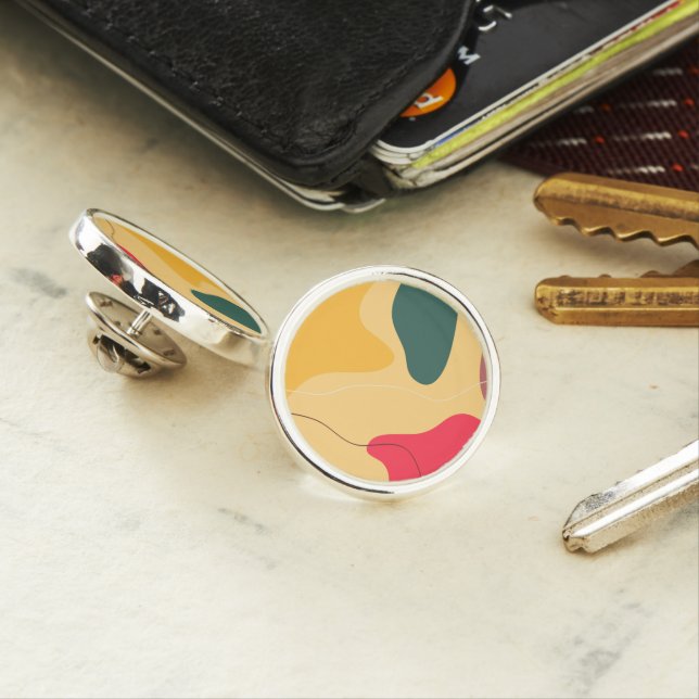 Colorful organic shapes modern abstract background lapel pin (In Situ)