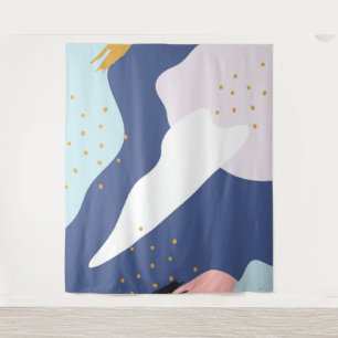 Colorful organic shapes modern composition tapestry