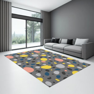 Colorful organic shapes modern terrazzo pattern rug