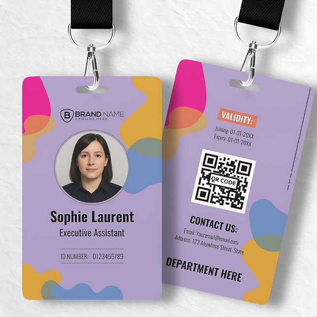 Colorful Organic Shapes Purple ID Card Badge (Colorful Organic Shapes Purple ID Card Badge)