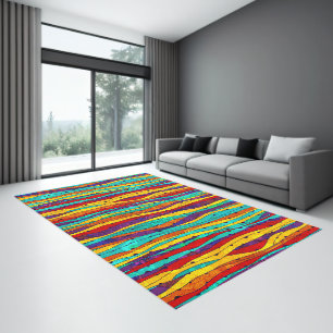 Colorful organic stripes pattern rug