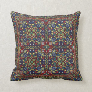 Colorful Oriental Carpet Throw Pillow
