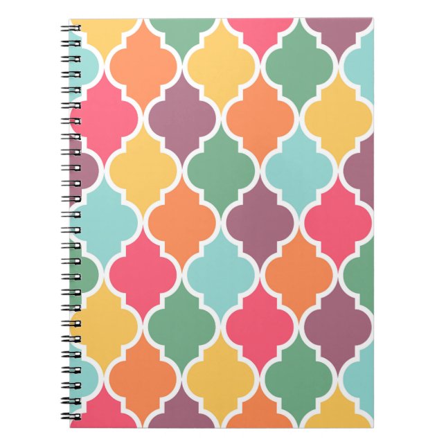 Colorful oriental quatrefoil pattern notebook (Front)