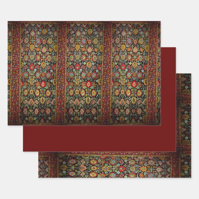 Colorful Oriental Rug design Wrapping Paper Sheets (Set)