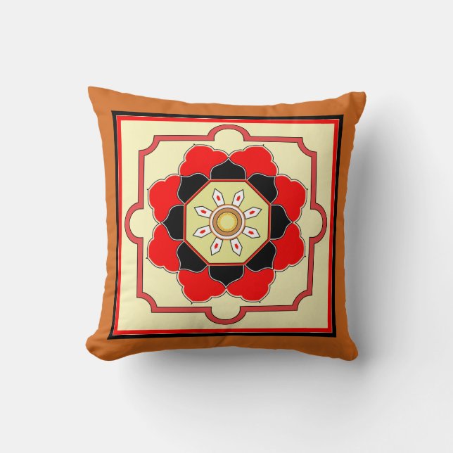 Colorful Oriental Style Design Pattern Throw Pillow (Front)