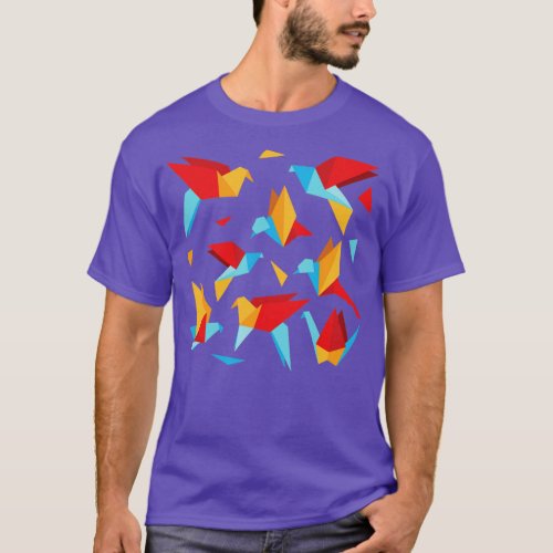 Colorful origami paper birds  T_Shirt