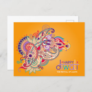Colorful Ornament Happy Diwali Postcard