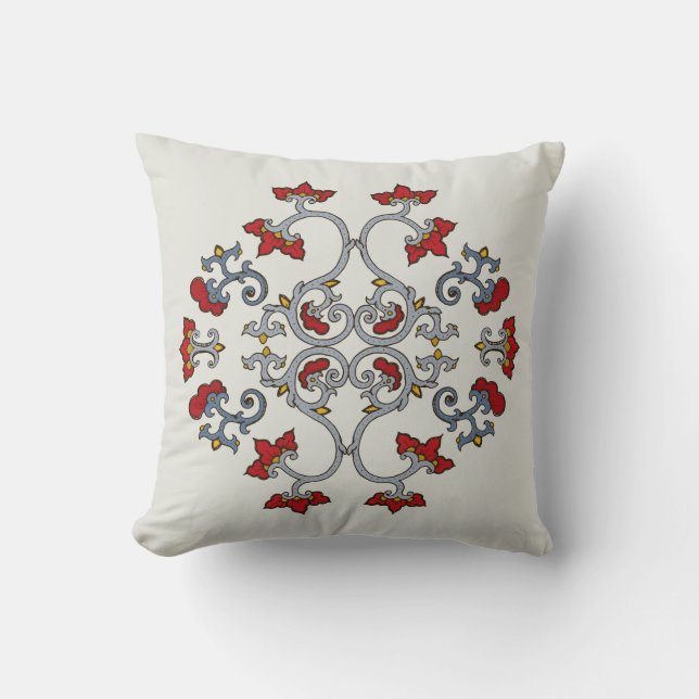 Colorful Ornament Throw Pillow (Front)