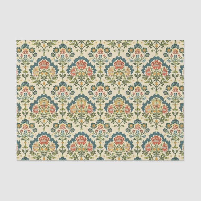Colorful Ornamental Damask Pattern Tissue Paper (Front)