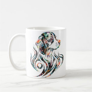 Colorful Ornamental Dog Logo Beagle Breed Coffee Mug