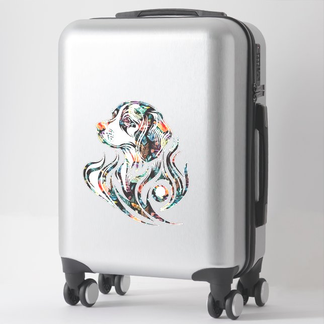 Colorful Ornamental Dog Logo Beagle Breed Sticker (Suitcase)