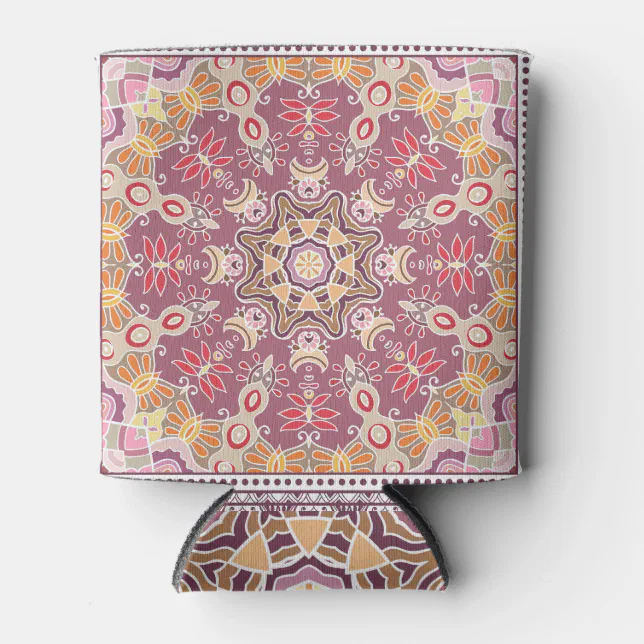 Colorful Ornamental Doodle: Symmetric Lace Pattern Can Cooler | Zazzle