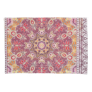 Colorful Ornamental Doodle: Symmetric Lace Pattern Pillow Case