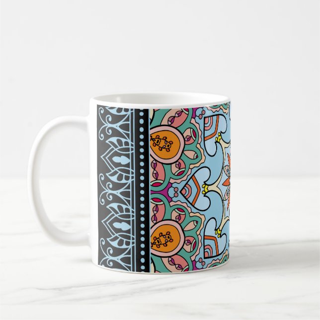 Colorful ornamental doodle: symmetric pattern. coffee mug (Left)