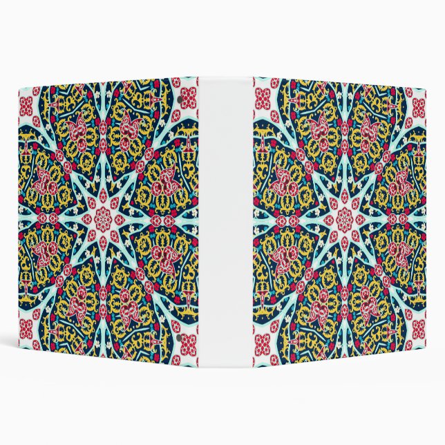 Colorful Ornamental Rosette Mandala Art 3 Ring Binder (Background)