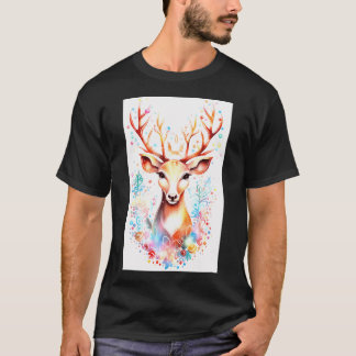 Colorful Ornamented Reindeer T-Shirt