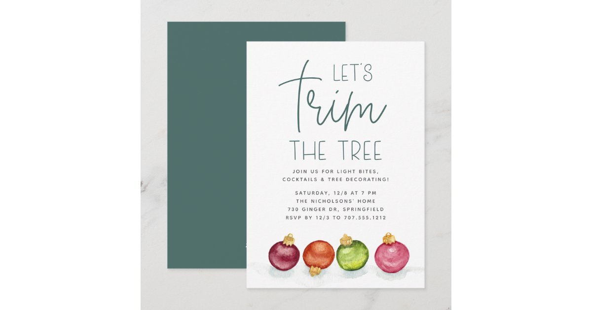 Colorful Ornaments Christmas Tree Trimming Party Invitation Zazzle