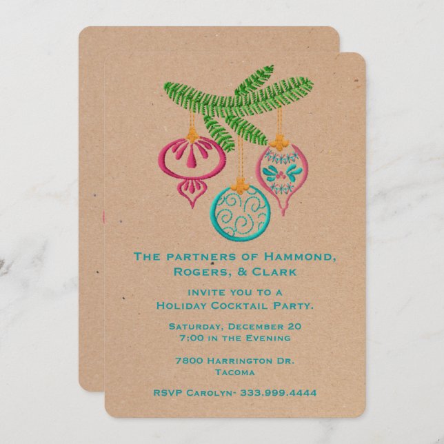 Colorful Ornaments Coporate Holiday Invitation (Front/Back)