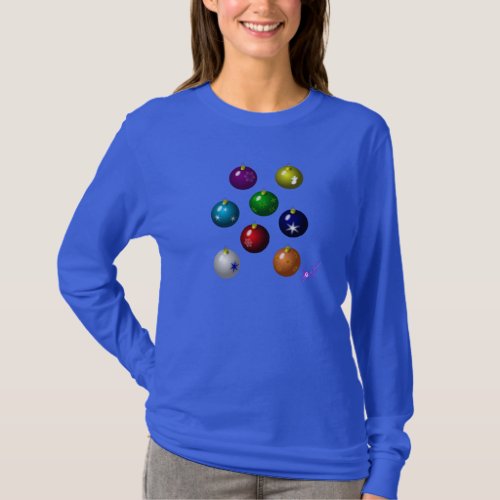 Colorful Ornaments Deep Royal Blue Long Slv Shirt