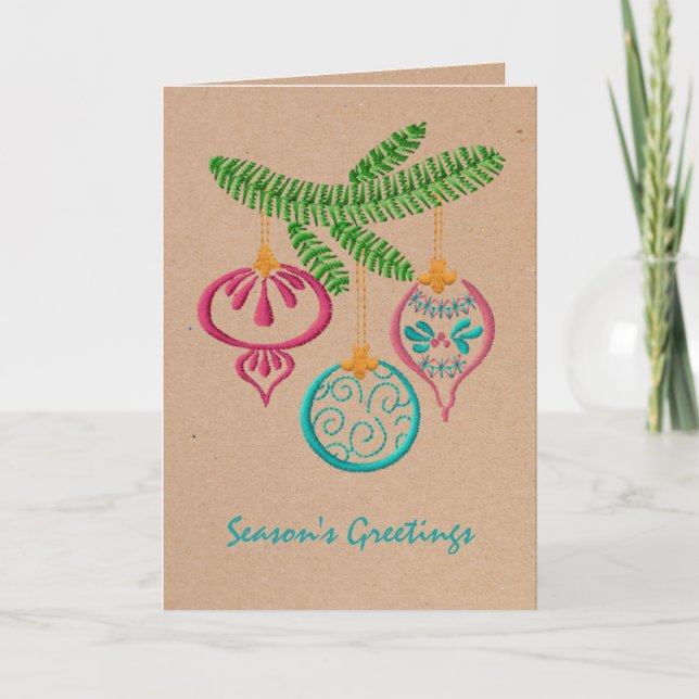 Colorful Ornaments Holiday Greeting Card (Front)