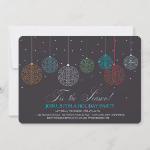 Colorful Ornaments - Holiday Party Invitations