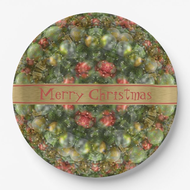 Colorful Ornaments Paper Plates (Front)