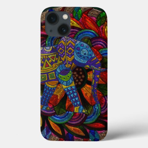 Colorful Ornate Elephant and Mandala iPhone 13 Case