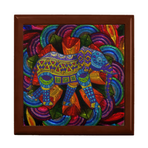 Colorful Ornate Elephant and Mandala Gift Box
