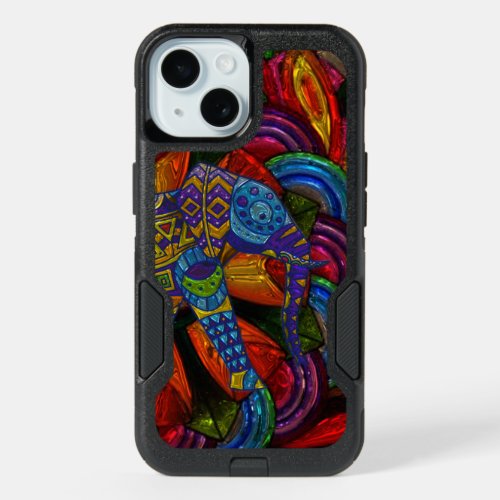 Colorful Ornate Elephant and Mandala iPhone 15 Case