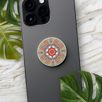 Colorful Ornate Floral Mandala Star Art Pattern Popsocket by All_In_Cute_Fun at Zazzle