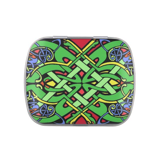 Colorful Ornate Irish Celtic Knot Jelly Belly Candy Tin