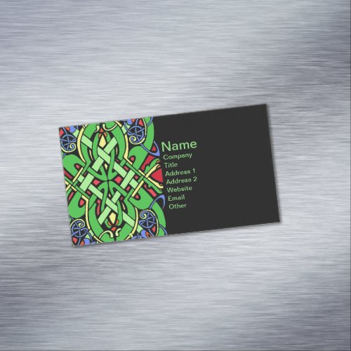 Colorful Ornate Irish Celtic Knot Magnetic Business Card