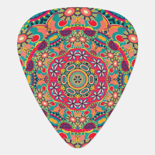 Colorful Ornate Kaleidoscope Mandala Pattern Guitar Pick