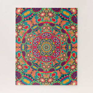 Colorful Ornate Kaleidoscope Mandala Pattern Jigsaw Puzzle