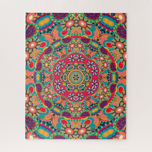 Colorful Ornate Kaleidoscope Mandala Pattern Jigsaw Puzzle