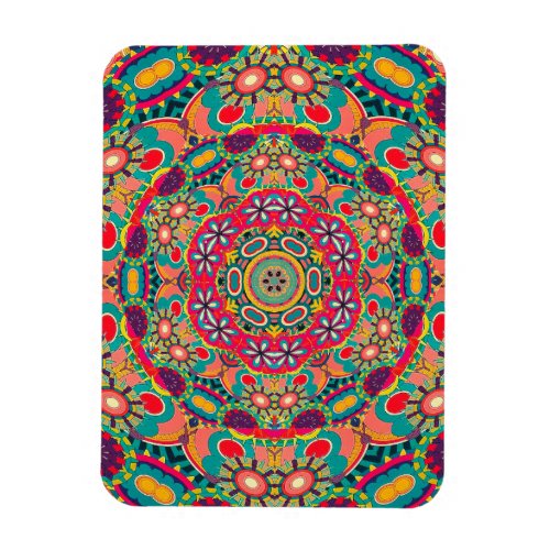 Colorful Ornate Kaleidoscope Mandala Pattern Magnet
