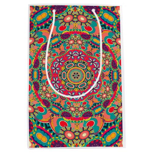 Colorful Ornate Kaleidoscope Mandala Pattern Medium Gift Bag