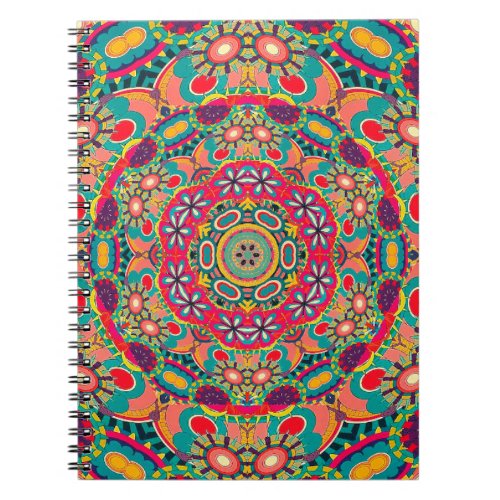 Colorful Ornate Kaleidoscope Mandala Pattern Notebook