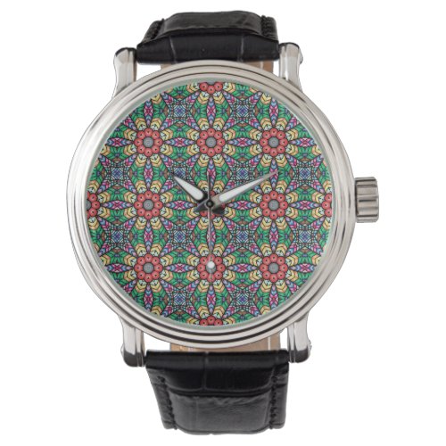 Colorful Ornate Kaleidoscope Pattern Watch