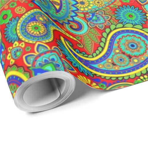 Colorful Ornate Paisley Pattern Wrapping Paper