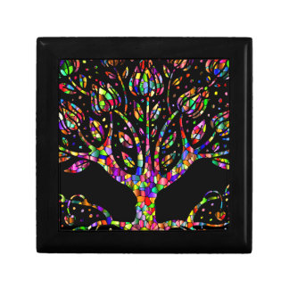 Colorful Ornate Tree and Roots on Black Gift Box