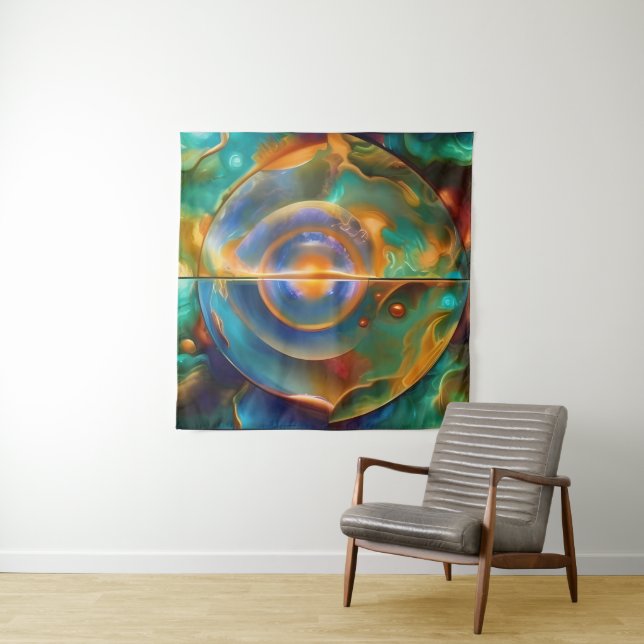 Colorful Otherworldly Abstract  Tapestry (In Situ)