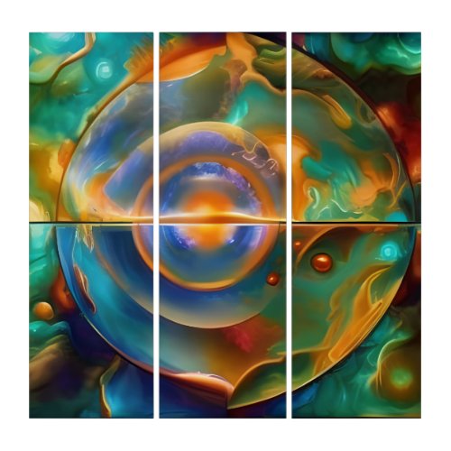 Colorful Otherworldly Abstract  Triptych