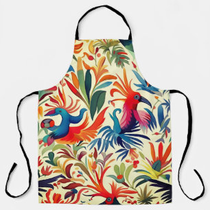 Colorful Otomi Bird Art Apron