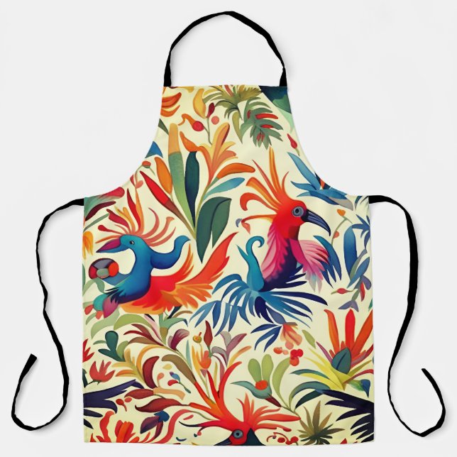 Colorful Otomi Bird Art  Apron (Front)