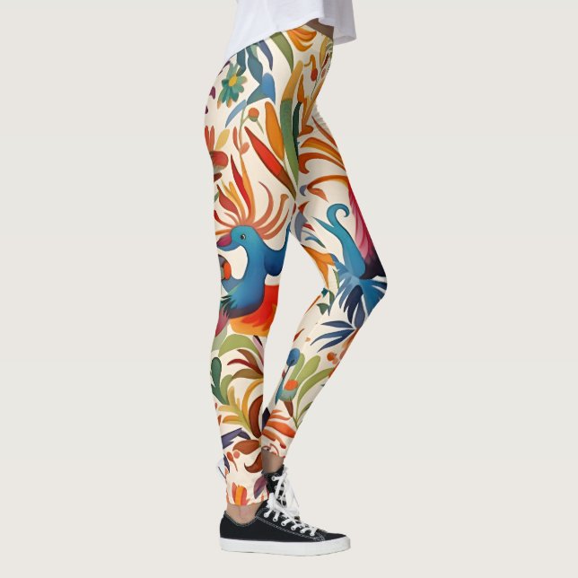 Colorful Otomi Birds Pattern  Leggings (Right)
