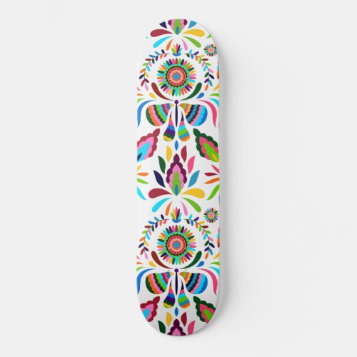 Colorful Otomi Butterfly Flower Bold Pattern Skateboard