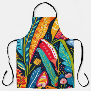 Colorful Otomi Floral Art pattern Apron