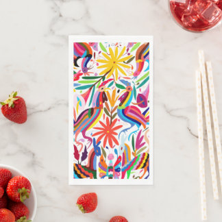 Colorful Otomi Print Dinner Napkins